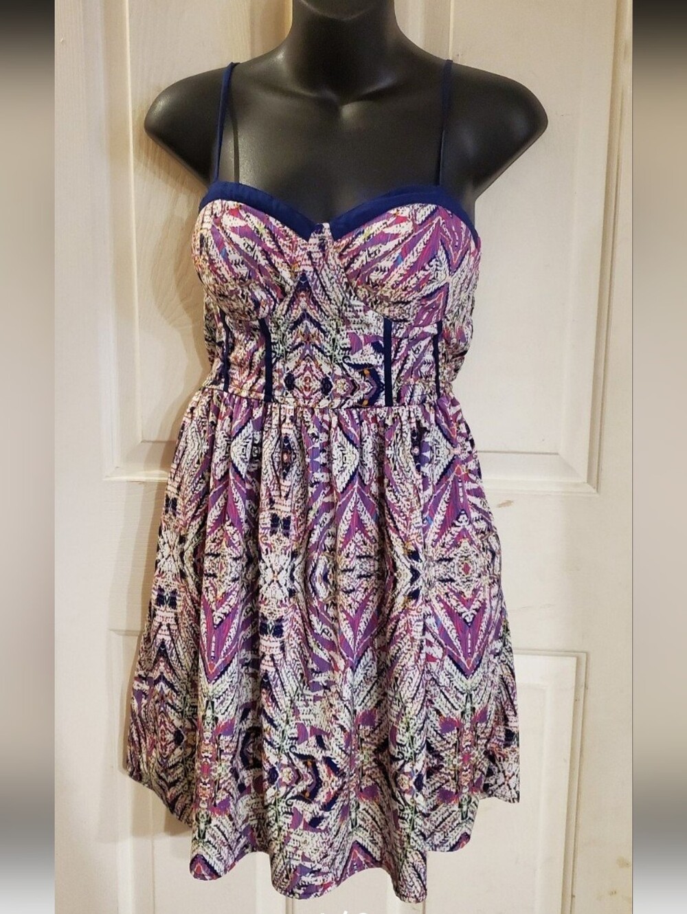 Weavers Purple Printed Sweetheart Dress